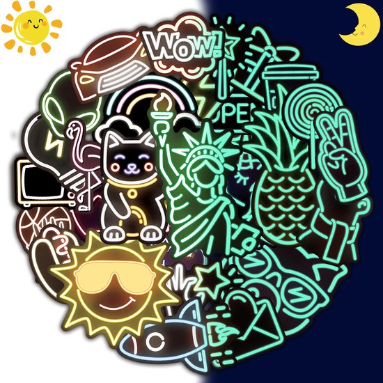 Daily Essentialz Glow In The Dark Stickers - Neon Stickers - Skate ...