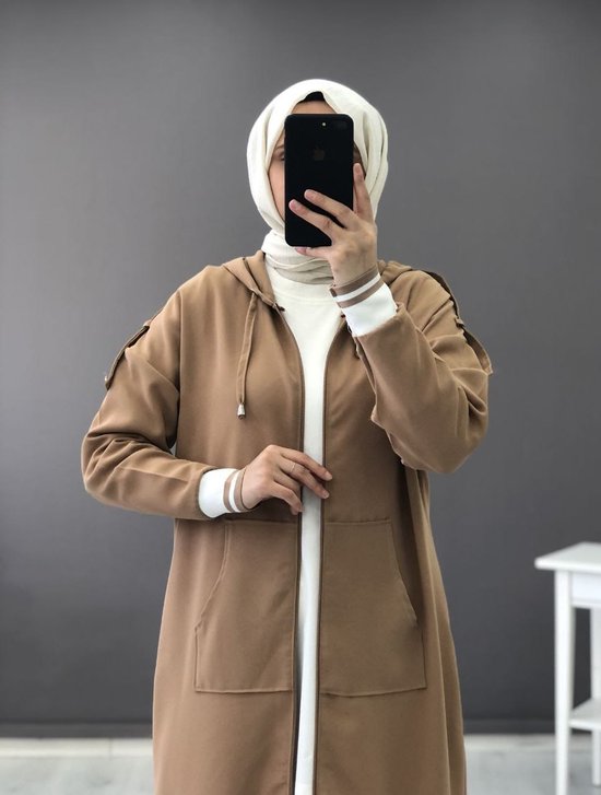 Gilet long femme avec fermeture eclair Latte bol