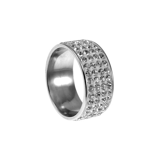 Ring Femme - Acier Inoxydable Poli - Ring Large avec Strass
