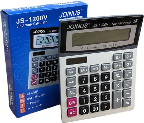 Joinus Rekenmachine groot - 12-cijferig scherm - Bureaurekenmachine, Calculator met grote toetsen - XL