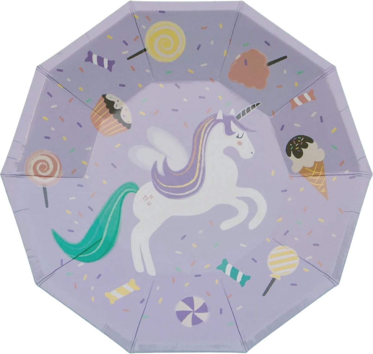 Papieren bordjes Unicorn (8st) - 18 cm - themafeest - kinderfeestje - eenhoorn
