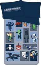 Minecraft microvezel kinderbeddengoed, marineblauw beddengoed 140cm x 200cm OEKO-TEX