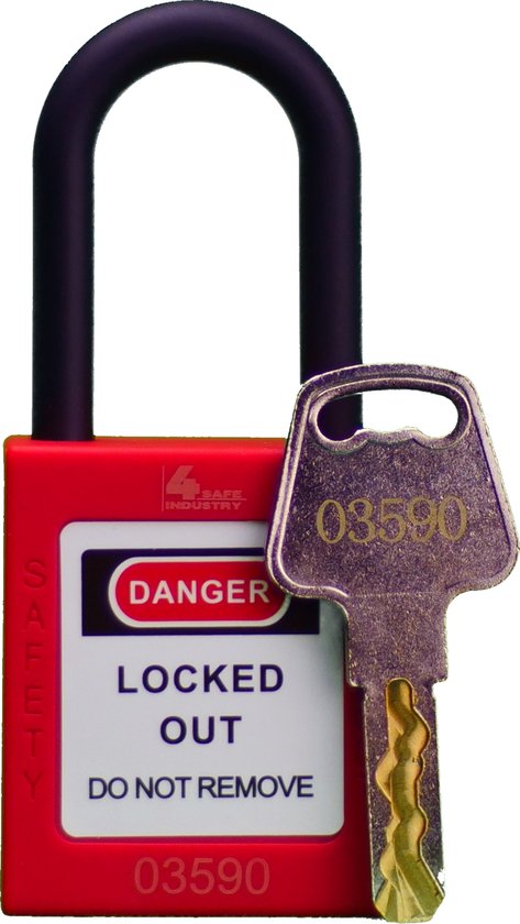 Lock out Hangslot - Nylon 38mm beugel - LOTOTO - Loto - Lockout Tagout - Loto Hangslot - Lock out Tag - NEN3140 - Veiligheidslot - Lock out slot - Lock out tag out