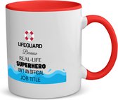 Akyol - 's werelds beste badmeester koffiemok - theemok - rood - Badmeester - badmeesters - 's werelds beste badmeester - cadeau badmeester - zwemmen - zwemdiploma - cadeau - kado - gift - geschenk - vaderdag - lifeguard - 350 ML inhoud