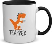 Akyol - thee koffiemok - theemok - zwart - Thee - thee liefhebber - cadeau voor iemand die van thee houdt - cadeau thee - tearex - mok met opdruk - verjaardag - grappig cadeautje verjaardag - 350 ML inhoud