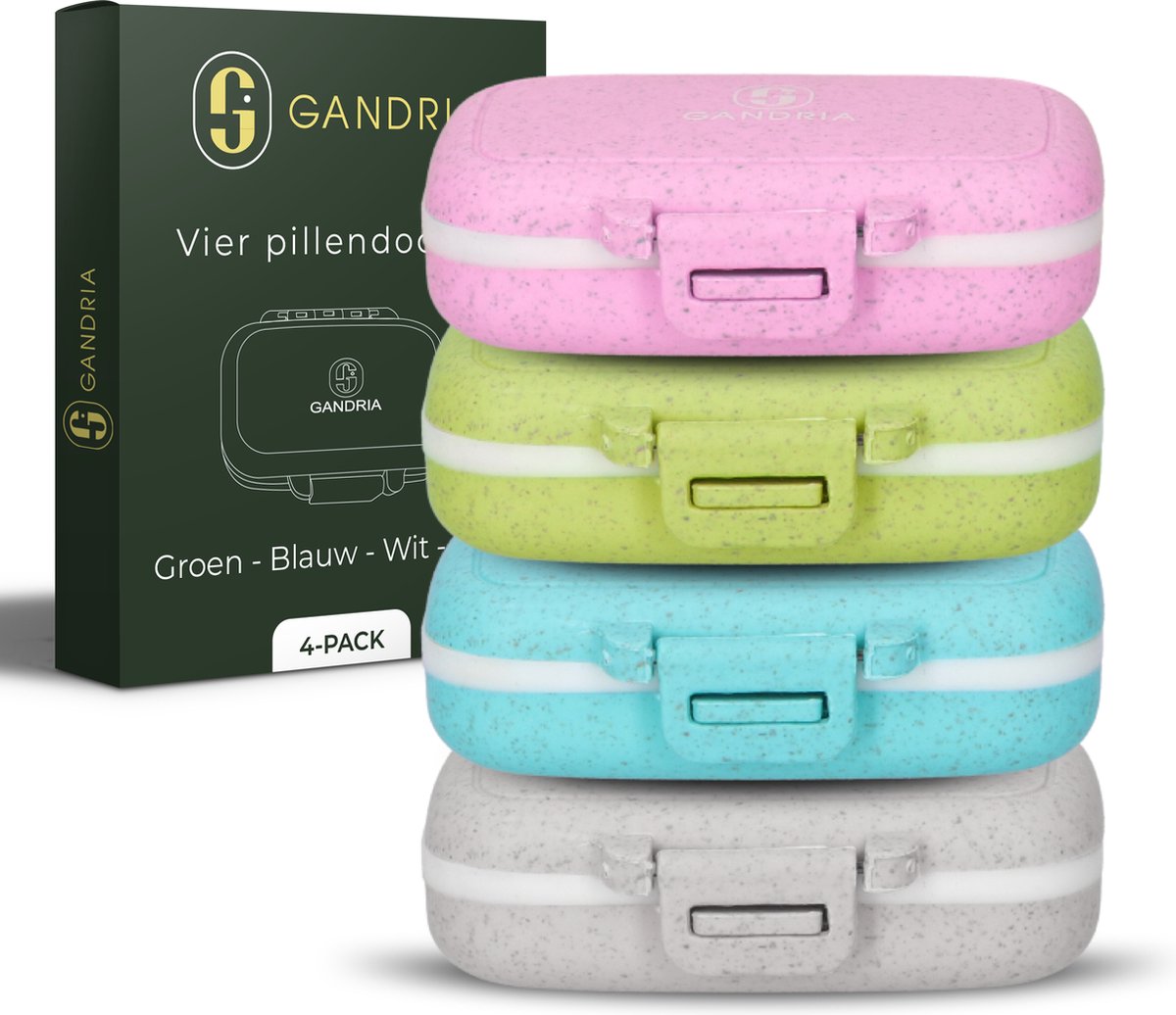 Goedkoopste Gandria Pillendoosjes Set van 4 – Medicijndoos met 3 Uitneembare Vakjes – Opbergdoos Gemaakt van Bio-Graanvezel – Medicijnkist Waterbestendig – Opbergbox voor Pillen en Medicijnen - Medicijnbox 12 Compartimenten