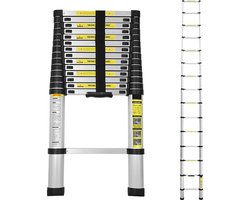 Telescopische Vouwladder - Telescopische Ladders - Soft Close - Werkhoogte 4,4 m - zilverachtig