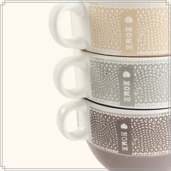 OTIX Soepkommen 12 Persoons Beige Soeptassen 15cm Keramiek LILY | Leen Bakker