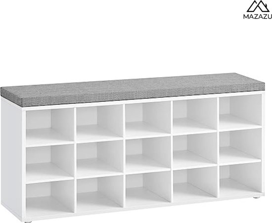 MIRA Home - Schoenenbank - Schoenenrek - Opbergkast - Vakkenkast - Wit - 11.8x41.3x18.9