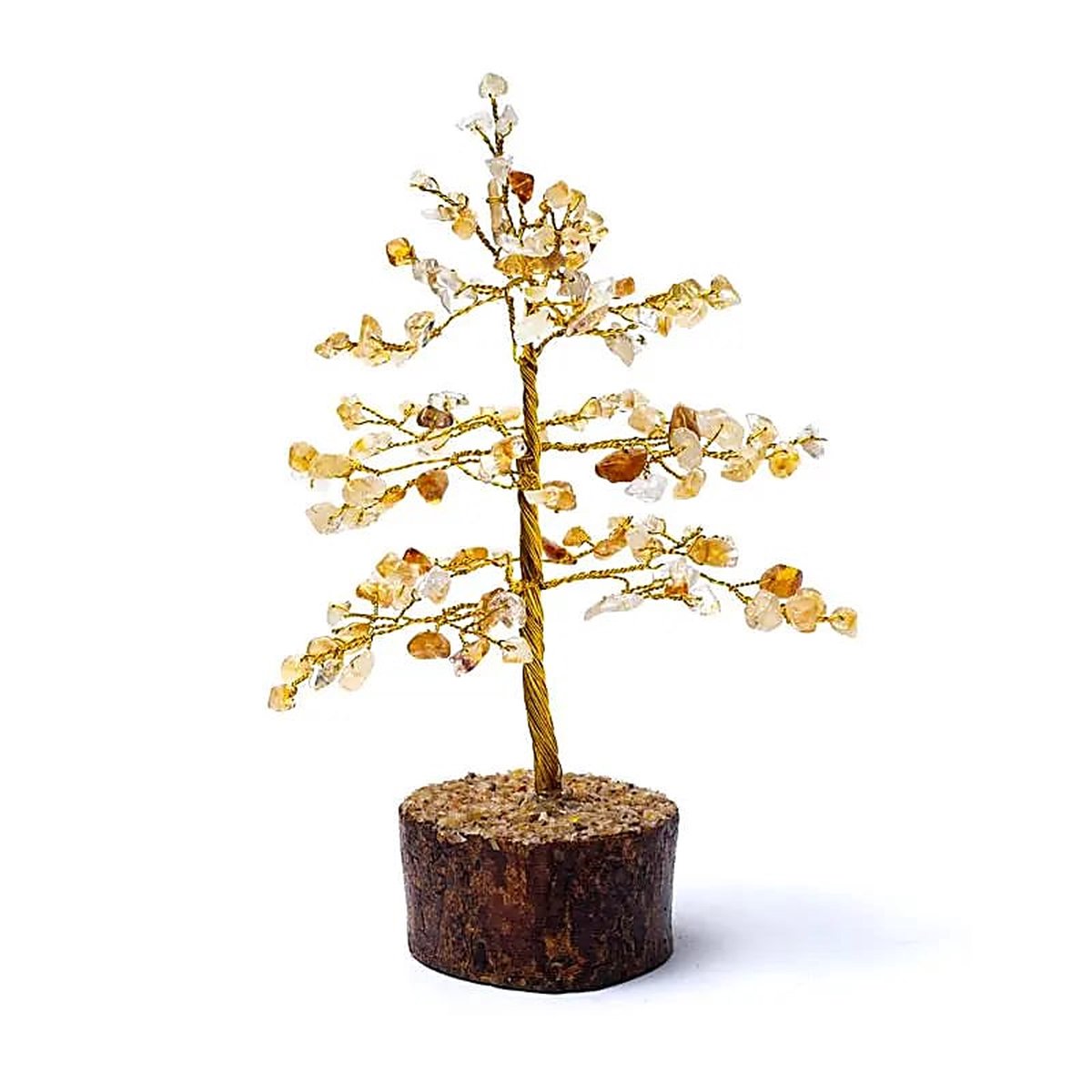 Edelsteenboom - Citrien - Geel - Oranjebruin - Zonnevlecht - 3e Chakra - ong. 18 cm