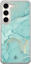 Casimoda® hoesje - Geschikt voor Samsung Galaxy S23 - Marmer mint groen - 2-in-1 case - Schokbestendig - Marble design - Verhoogde randen - Mint, Transparant