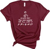 Lykke Friends Shirt | Herinnering aan Matthew Perry | Friends TV Show | Chandler Bing T-shirt | Maroon | Maat L