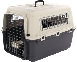 Transportbox hond M 67×53×47 cm – Flamingo Transportkooi Nomad Donkergrijs