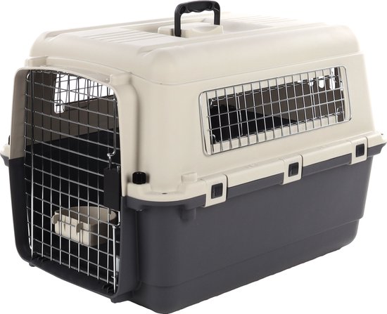 Flamino reiskennel Nomad – grijs/zwart – 67,5 x 51 x 47 cm