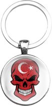 Sleutelhanger Glas - Schedel Vlag Turkije