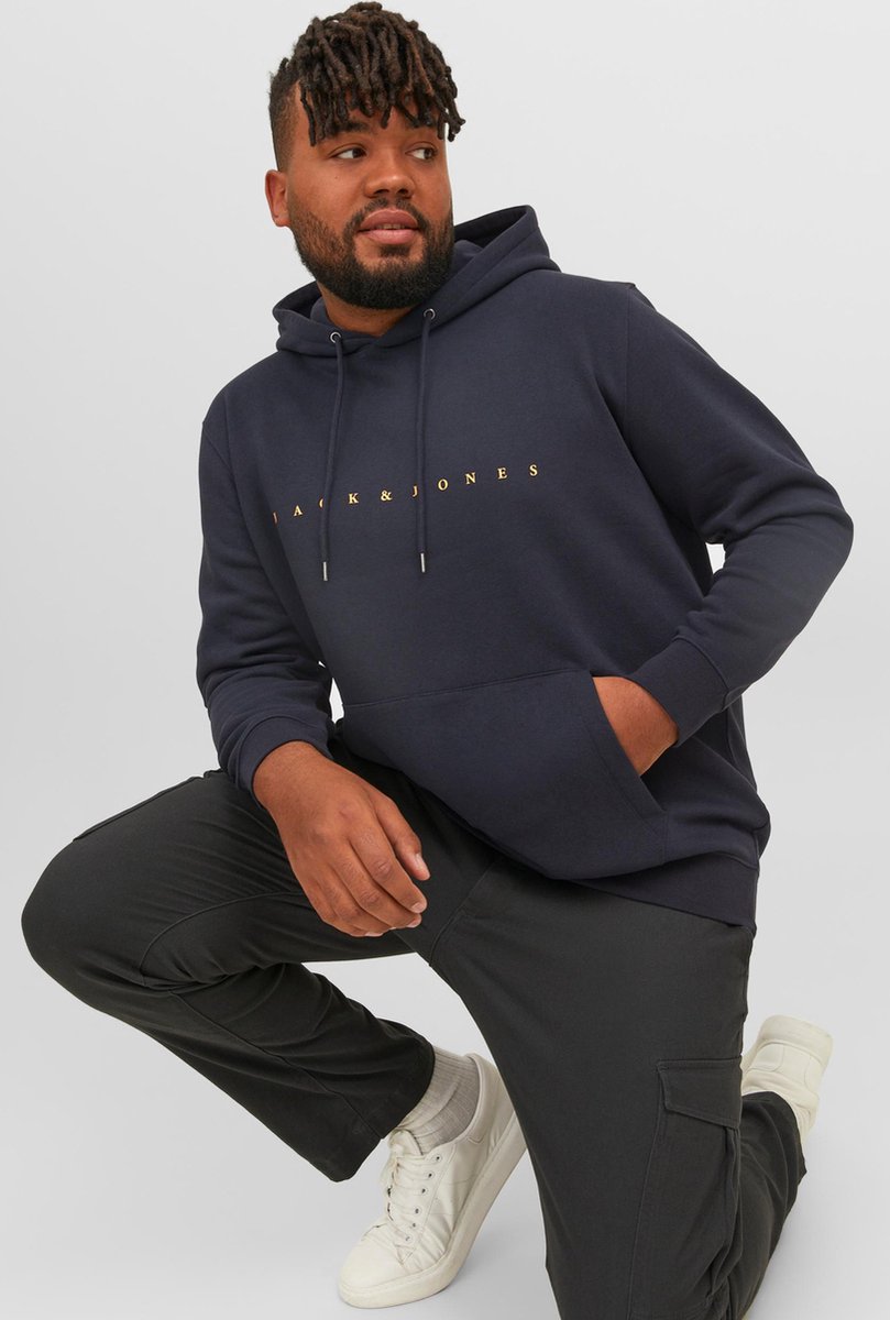 Jack & Jones Trui Jjestar Jj Sweat Hood Noos Pls 12243527 Dark Navy Mannen Maat — afbeelding 12