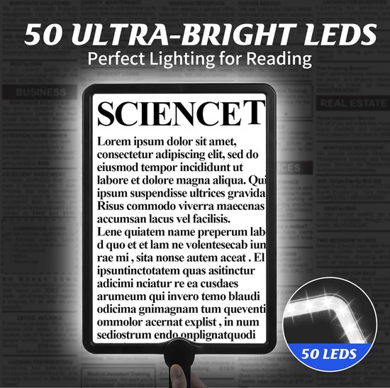 5 x oplaadbaar vergrootglas met licht, leesloep met licht voor senioren, groot, handsfree vergrootglas met flexibele zwanenhals, 25,7 x 18,7 cm, ultraheldere lens, perfect - Merkloos