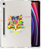 Hoes Geschikt voor Samsung Galaxy Tab S9 Tablet Siliconen Backcover Cat Color met transparant zijkanten