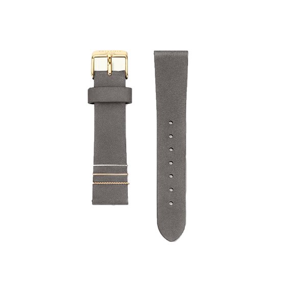 CO88 Collection 8CS-10010 Leren Horlogeband - 18mm Aanzet - Gesp - 20cm Totaal lengte - Leder - Grijs - Staal Goudkleurig