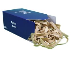 500 gram - elastiekjes - Ø90mm (150x10) - breedte 10mm - doos - naturel - ca 94 stuks