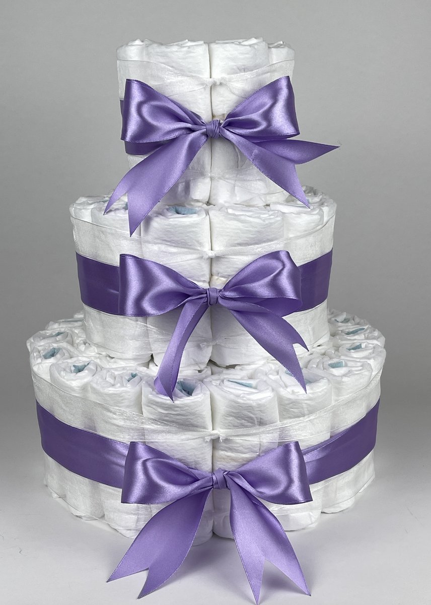 Goedkoopste Chouette-Chouette | Luiertaart Meisje | Kraamcadeau | Geboorte Meisje | Babyshower | Basic 64 Paars