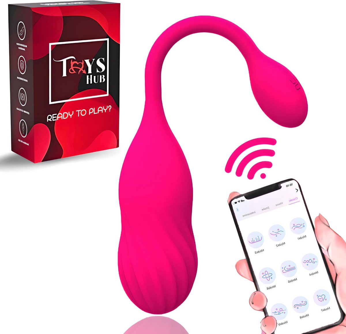 Toys Hub® Vibrator Deluxe met App Control - Incl. EBOOK - Geschikt voor IOS & Android - Met Opbergzakje - Sex Toys voor Vrouwen - Vibrerend Ei - Vibrators voor Vrouwen & Koppels - Clitoris Stimulator