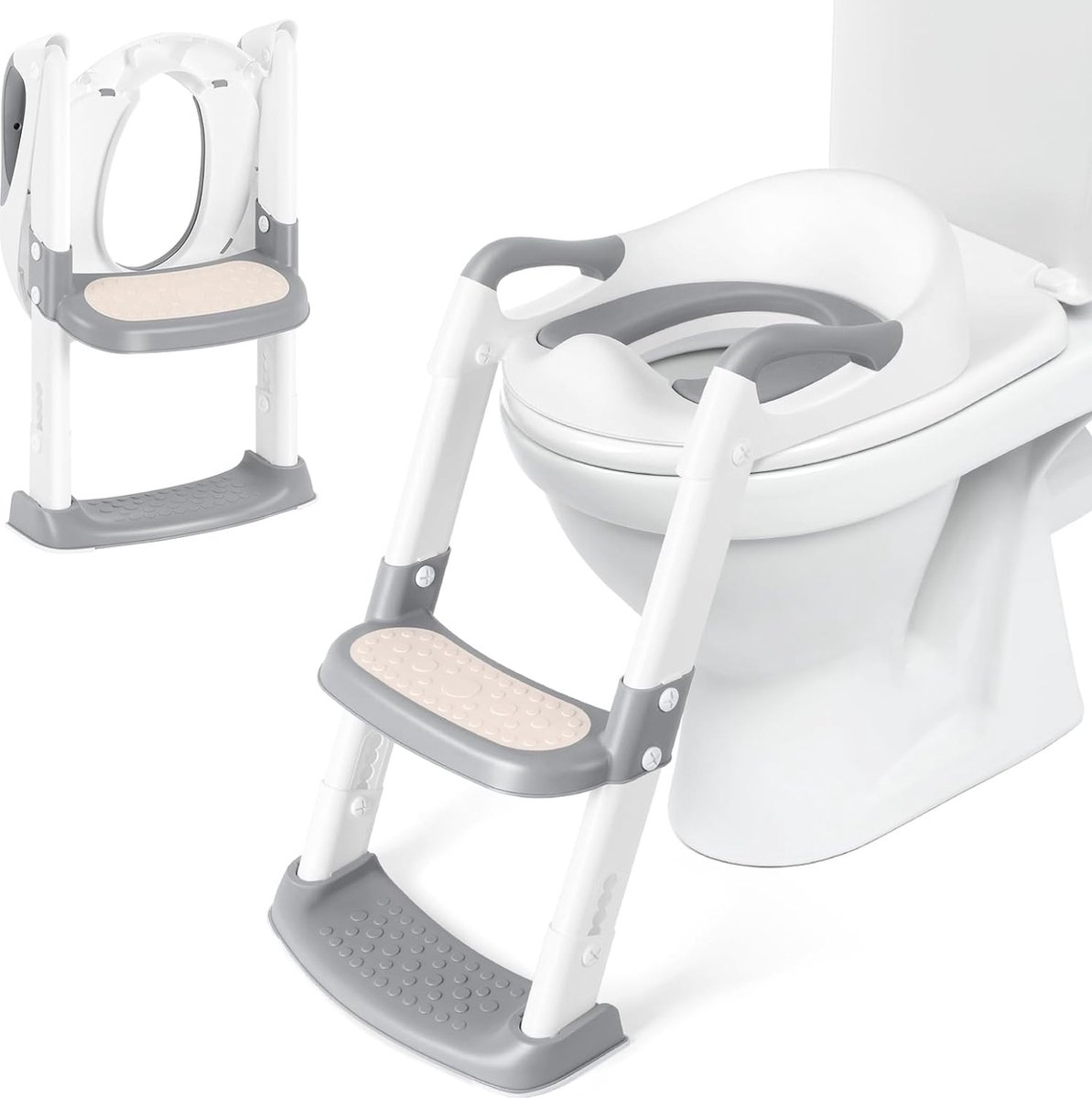 Goedkoopste Kinder Zindelijkheidstraining WC-Bril - met Opstapje en Ladder - Verstelbare Hoogte - Opvouwbaar - Toiletbril Voor Kinderen - Toilettrainer Met Trap - Peuter Toiletstoel - Veilig en Stabiel Ontwerp - Geschikt voor Meeste Toiletvormen