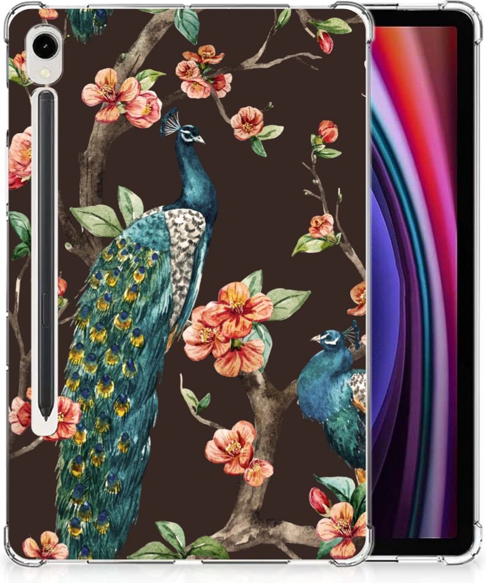 Samsung Galaxy Tab S9 Back Case Pauw met Bloemen