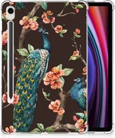 Siliconen Hoesje met foto Geschikt voor Samsung Galaxy Tab S9 Tablet Cover Pauw met Bloemen met doorzichte zijkanten