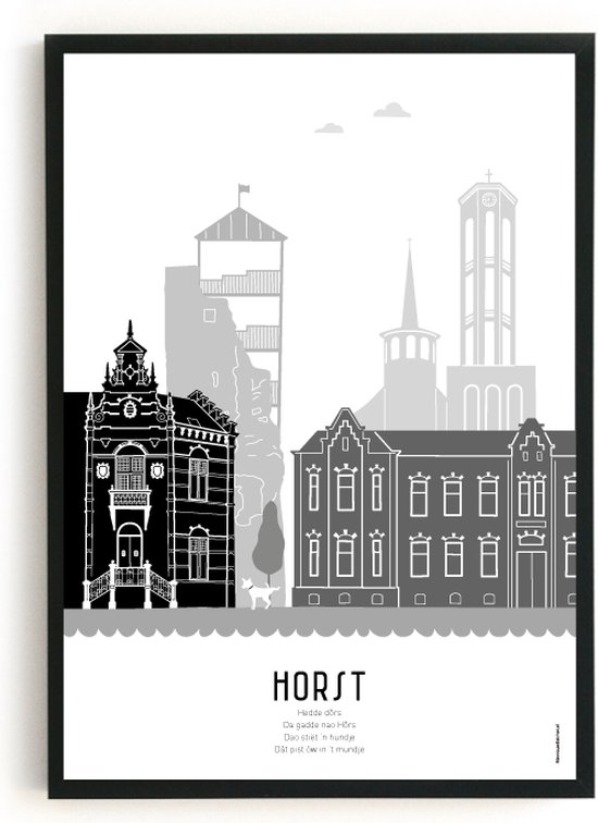 Skyline poster Horst zwart-wit-grijs | 50x70 cm