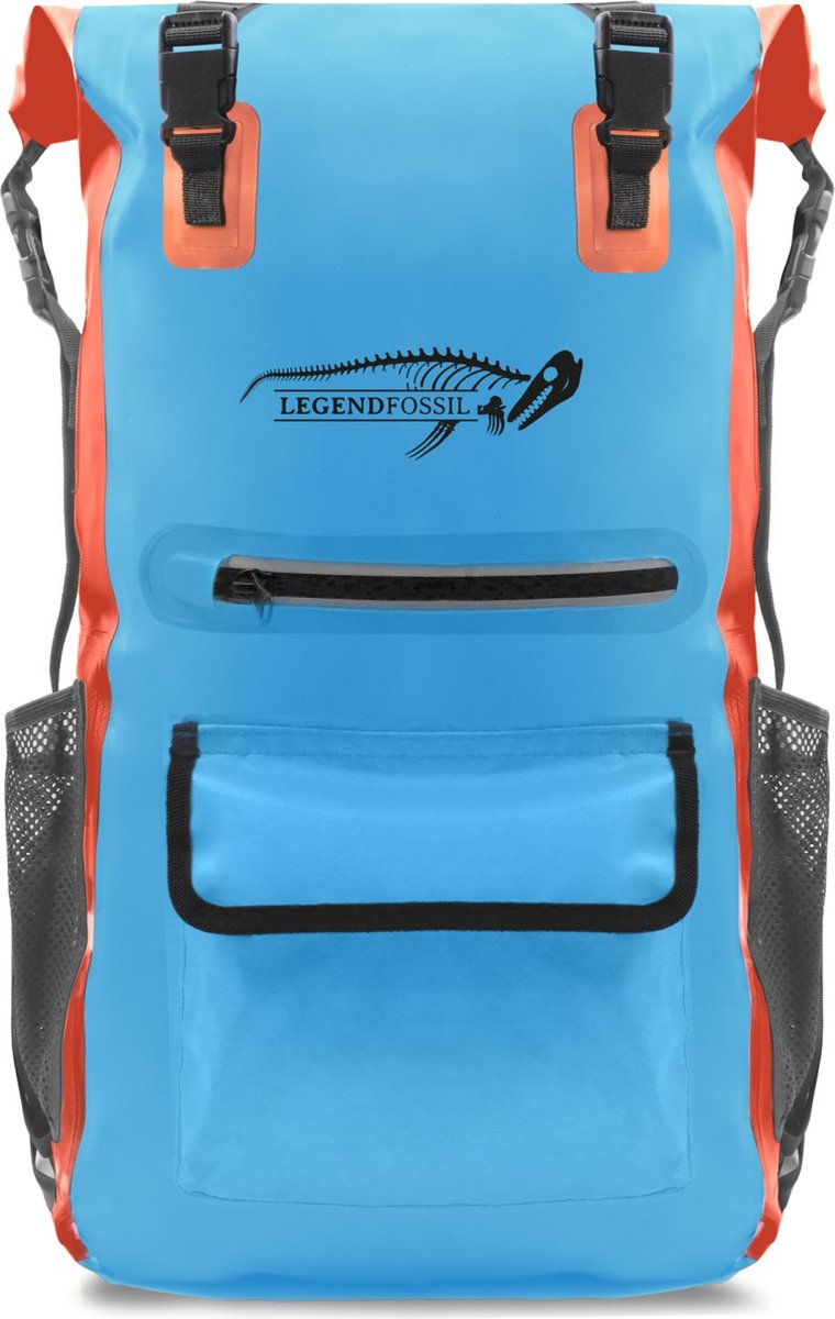 Legendfossil - Tarpaulin Rucksack Traveller - Bleu-Orange - 30L - Waterdicht - Rugzak - Backpack - Outdoor - Rugtas - Wandelen - Survival - PVC - Fietsrugzak -Blauw - Oranje