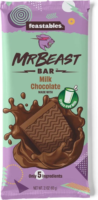 Mr. Beast Feastables Chocolade - Box 5 Stuks - Chocolate - Repen - Amerikaans - Youtube - Cadeau - Cadeautje - Mijn Snoepgoed - Kado - Feastables