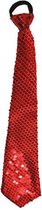 Toppers - Funny Fashion Carnaval verkleed stropdas met glitter pailletten - rood - polyester - heren/dames