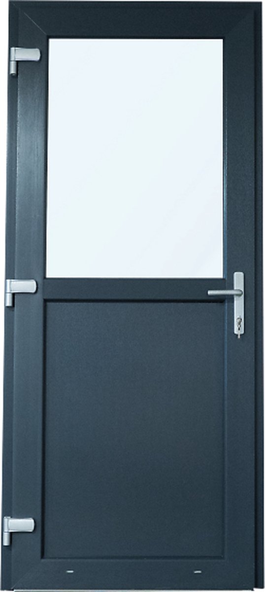 Antraciete Kunststof Deur | Antraciete PVC Deur - 98 x 215 - Rechtsdraaiend (klink links van binnen)