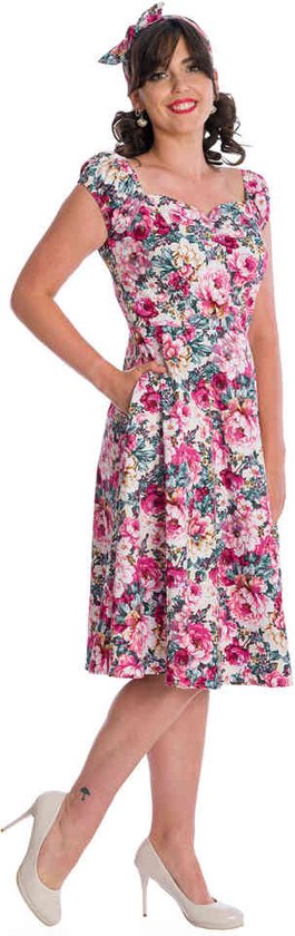 Banned - Robe évasée Flower Show - XL - Rose