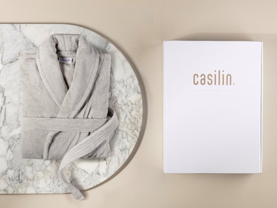 Casilin Teddy - Coffret cadeau de Luxe - peignoir doux dans un coffret cadeau - cadeau pour femme/homme - XL - Gris clair