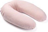Doomoo Buddy - Coussin d'allaitement - Coussin de grossesse - Coussin de couchage latéral à micro grains super fins et extra silencieux - Coton Bio - 180cm - Pink Chiné