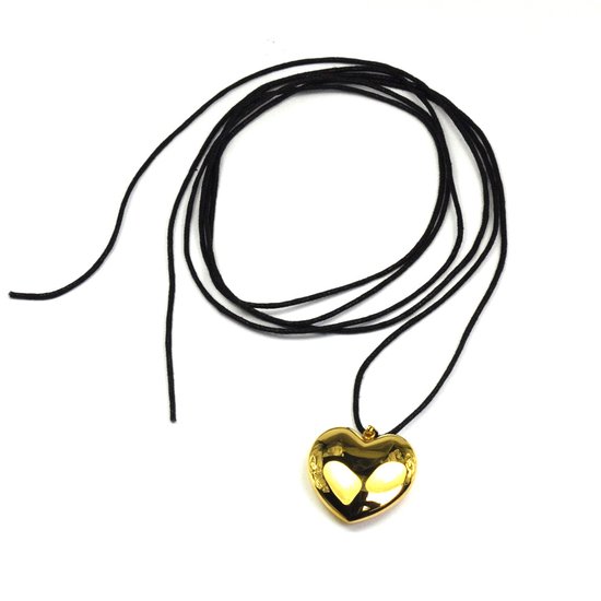 Ketting Fashion Heart [Zilver,Goud] | 18 karaat gouden plating | Messing - 200 cm koord | Buddha Ibiza