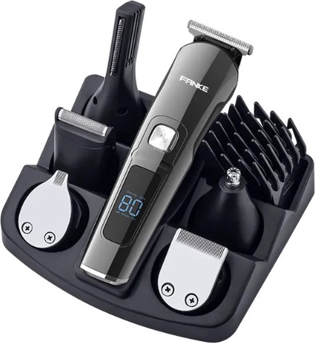 Professionele IPX7 oplaadbare baardtrimmer 11-in-1 voor mannen- trimmer voor baard en lichaam- inclusief 6 verwisselbare koppen + 5 opzetstukken 1-12mm - bodytrimmer-neus & oor trimmer- tondeuse