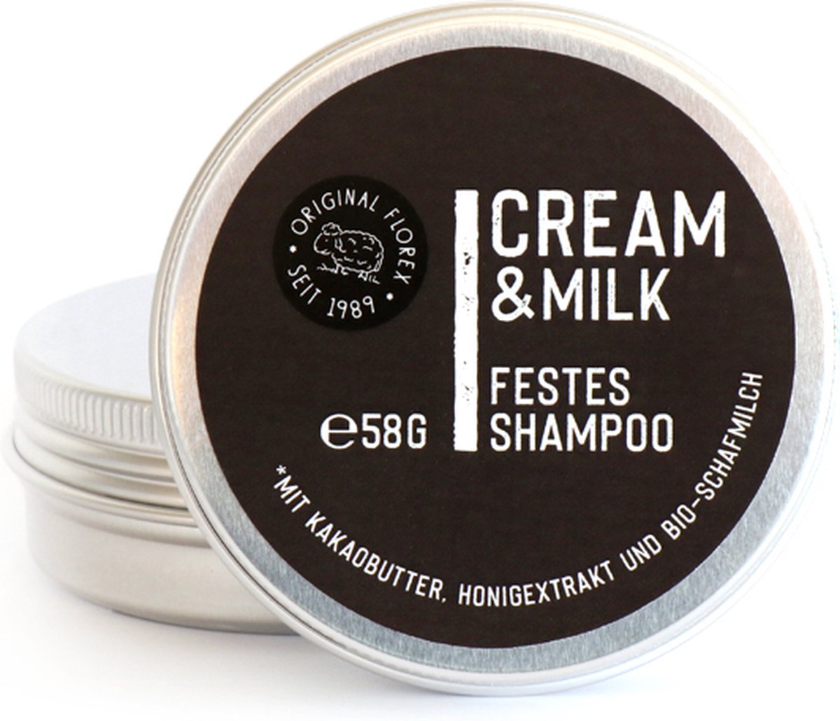 Original Florex® - Shampoo Bar Black Edition with tin 58g Cream & Milk - natural ingredients - solid shampoo