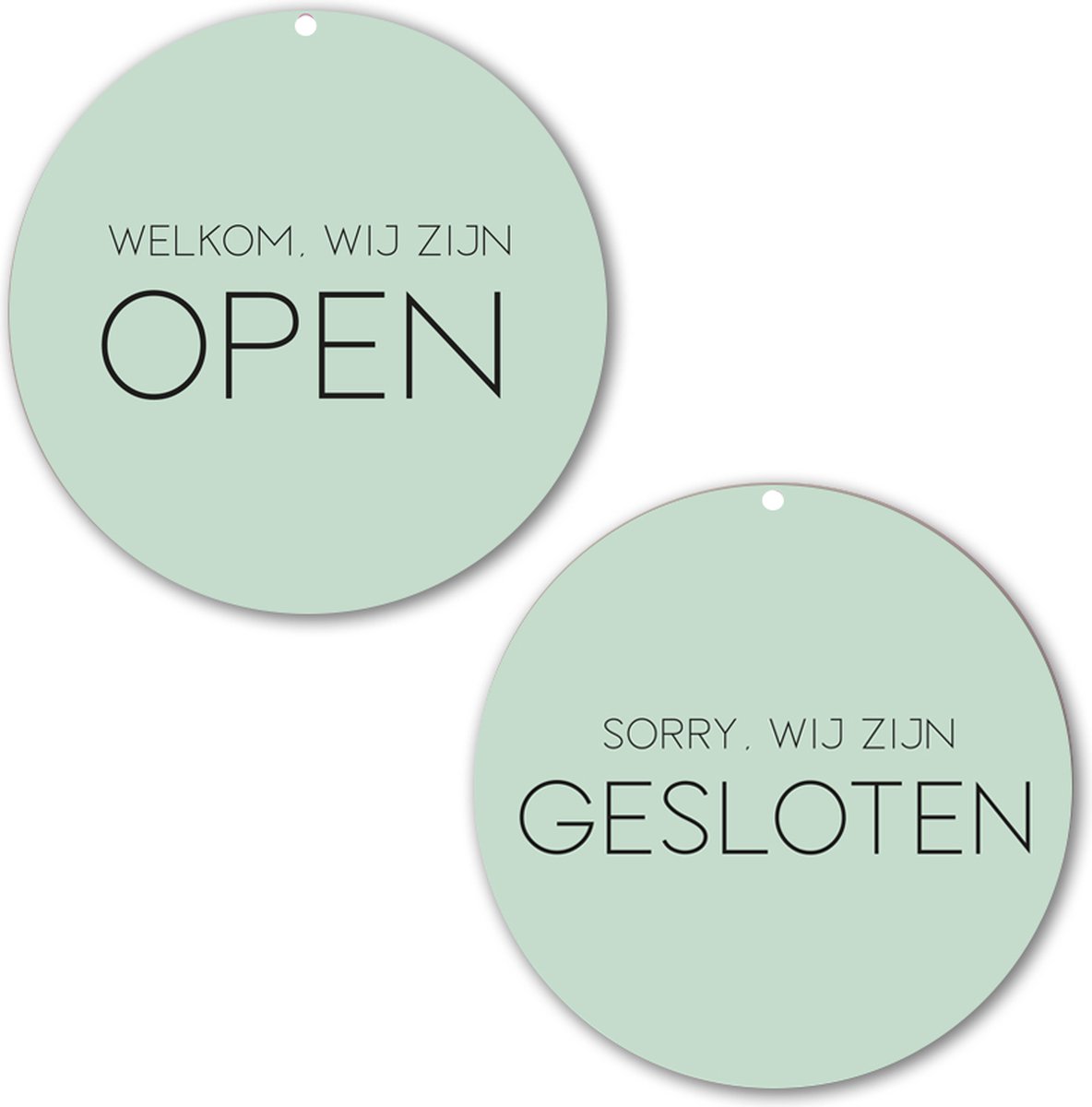 Label2X - Winkelbordje Open en Gesloten 25 x 25 cm - Mint