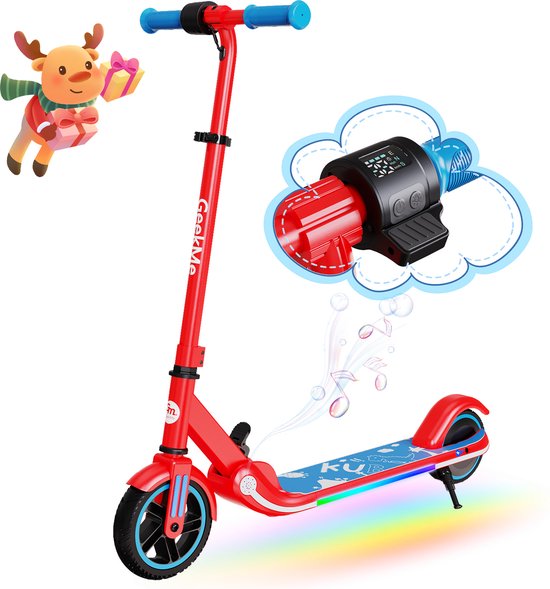 Geekme Elektrische step kinderen - Verlichting - 16 km/u - max 50 kg - Bluetooth-rood