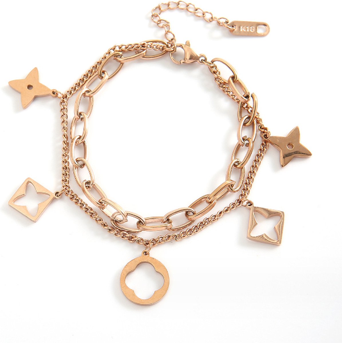 Bedel armband Rosegoud - armband met bedeltjes rosegoud met geschenkverpakking van Sophie Siero