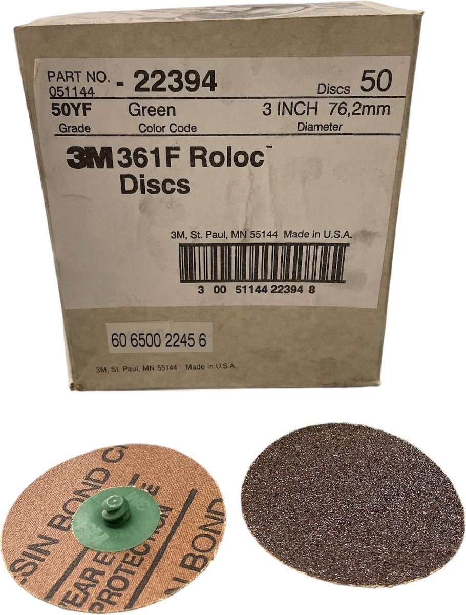 3M Roloc schuurschijf art. 22394 - P50 - diameter 76.20 mm - Prijs per doos ( inhoud 50 stuks)