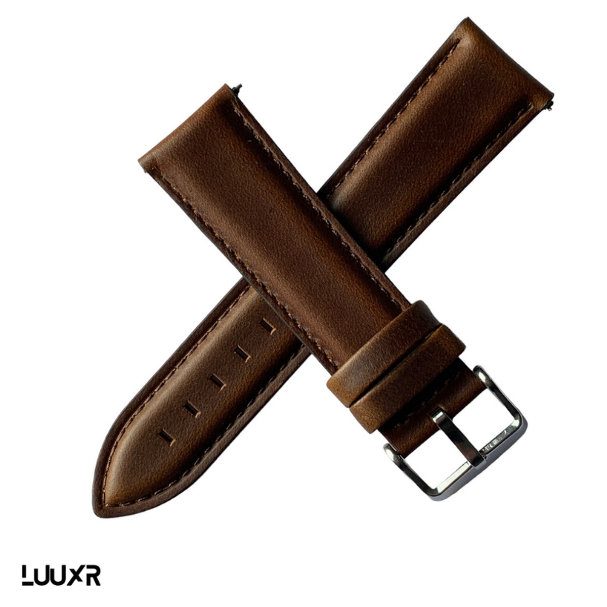 Luuxr strap leather brown smooth luxury 22mm lubrsml220001