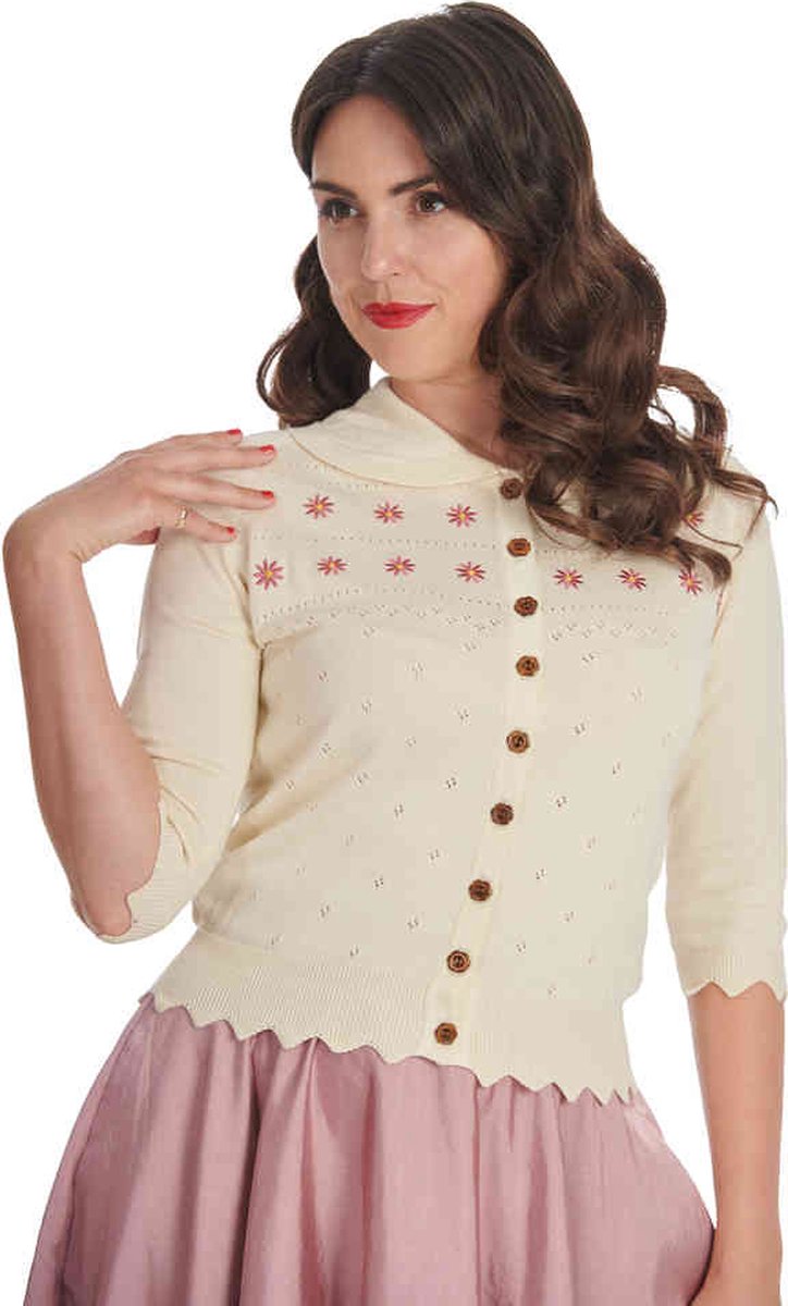 Banned - Rose Cardigan - M - Wit