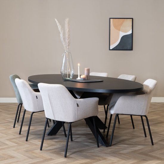 Bronx71® Table à manger Carl mélamine noir ovale 270 x 130 cm
