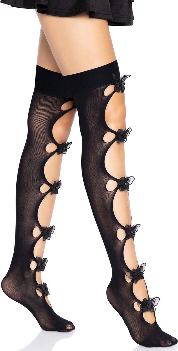 Butterfly applique thigh highs
