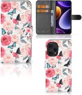 Smartphone Hoesje Geschikt voor Xiaomi Poco F5 Flipcase Cadeautjes voor Moederdag Butterfly Roses