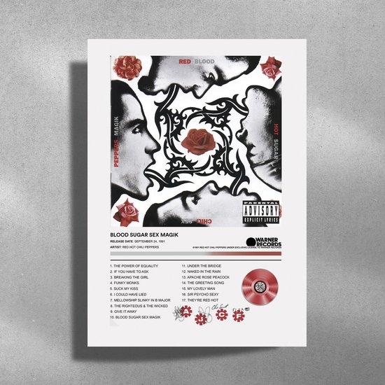 Red Hot Chili Peppers - Metalen Poster 30x40cm - Blood Suger S*x Magik - album cover